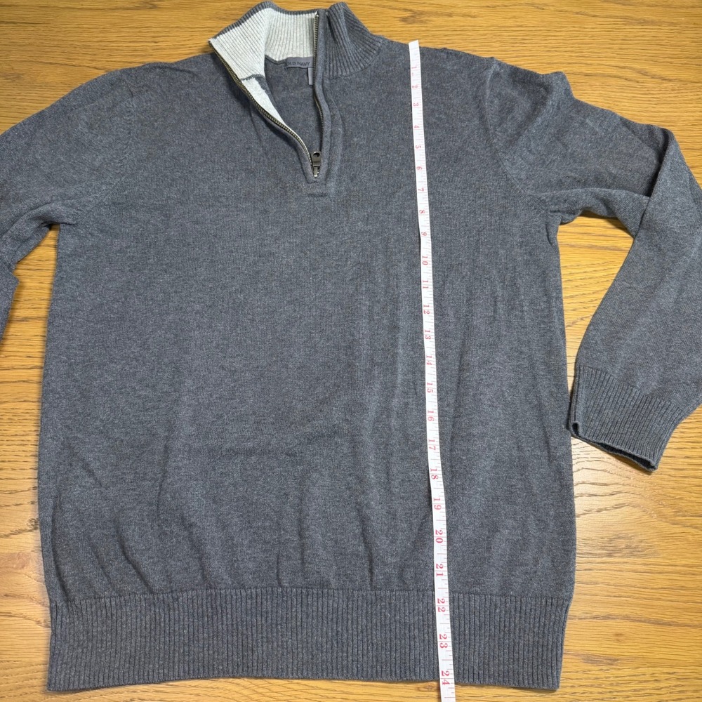 Old Navy Mens Small Gray Quarter Zip Mock Neck Pullover Sweater Heathered - Picture 6 of 6